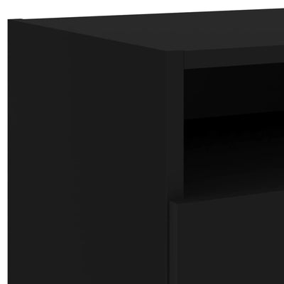 Bedside Cabinets with LED Lights 2 pcs Black 40x39x37 cm