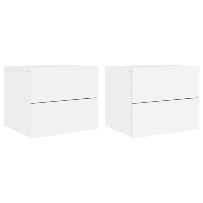 Wall-mounted Bedside Cabinets with LED Lights 2 pcs White