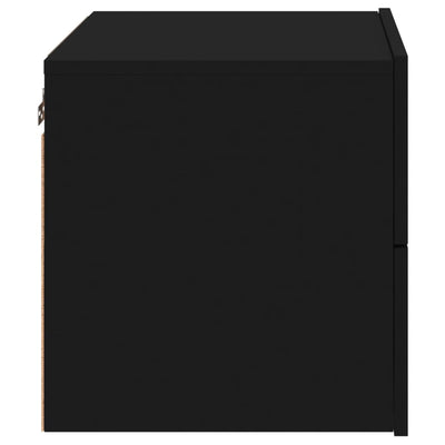 Wall-mounted Bedside Cabinet with LED Lights Black