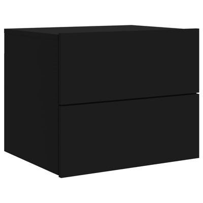 Wall-mounted Bedside Cabinets with LED Lights 2 pcs Black