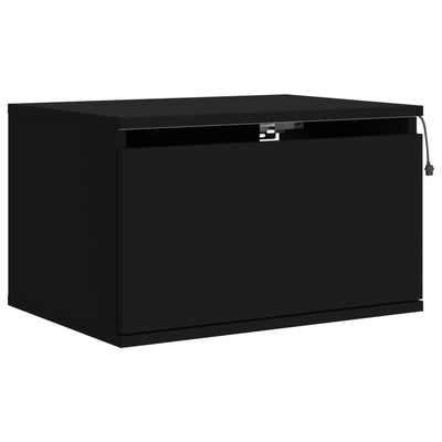 Wall-mounted Bedside Cabinets with LED Lights 2 pcs Black