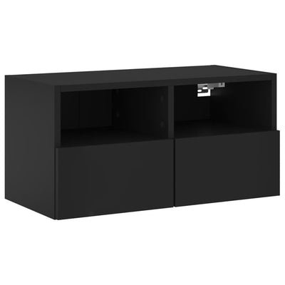 TV Wall Cabinet Black 60x30x30 cm Engineered Wood