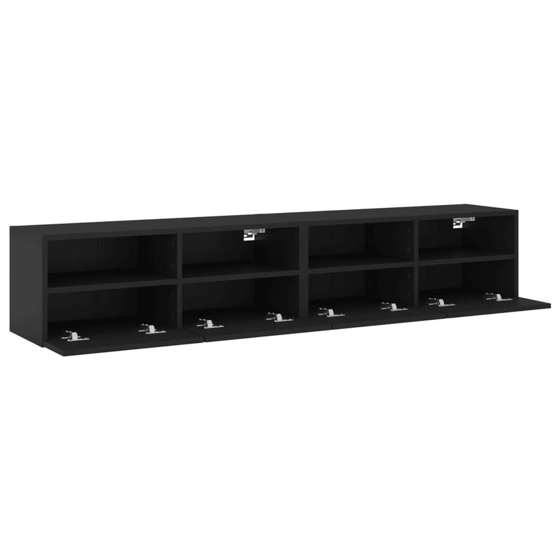 TV Wall Cabinets 2 pcs Black 80x30x30 cm Engineered Wood