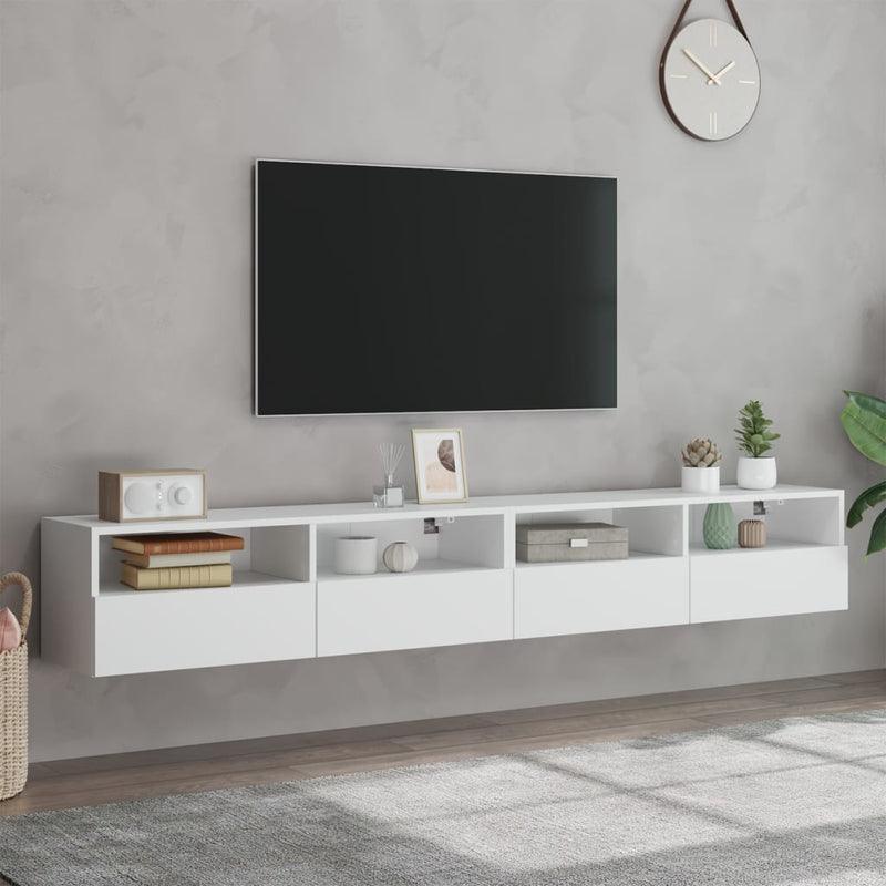 TV Wall Cabinets 2 pcs White 100x30x30 cm Engineered Wood