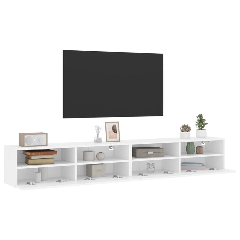 TV Wall Cabinets 2 pcs White 100x30x30 cm Engineered Wood