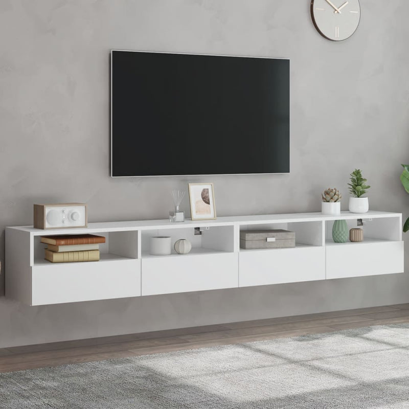 TV Wall Cabinets 2 pcs White 100x30x30 cm Engineered Wood