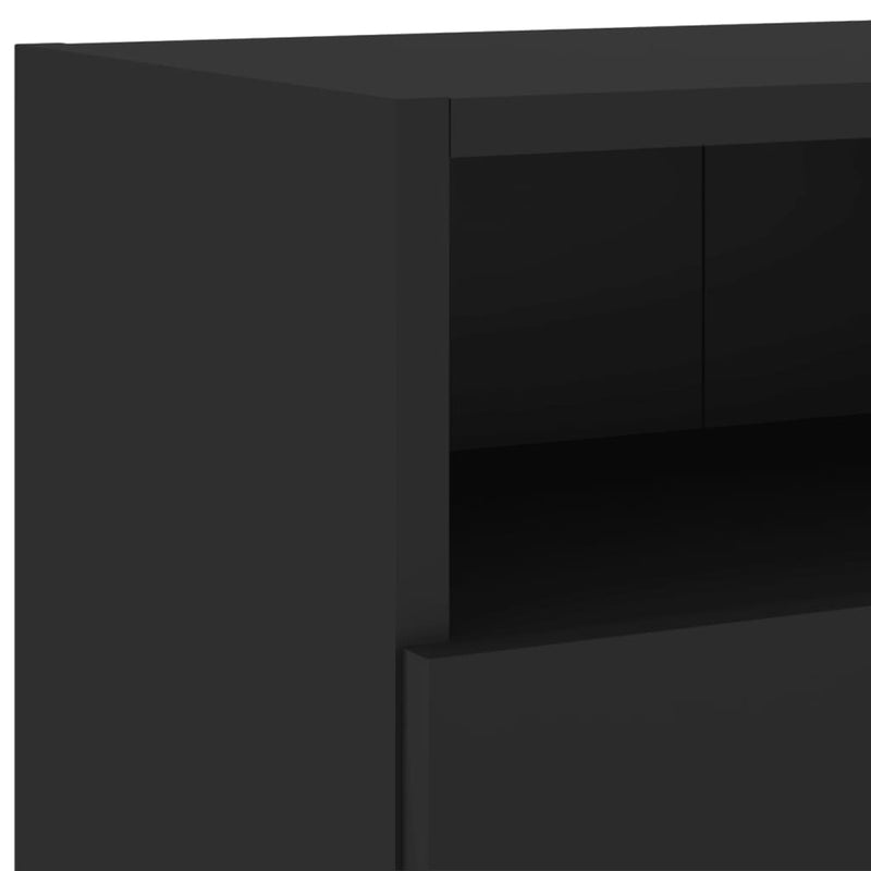 TV Wall Cabinets 2 pcs Black 100x30x30 cm Engineered Wood