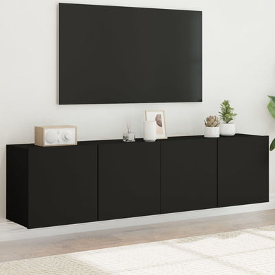 TV Cabinets Wall-mounted 2 pcs Black 80x30x41 cm