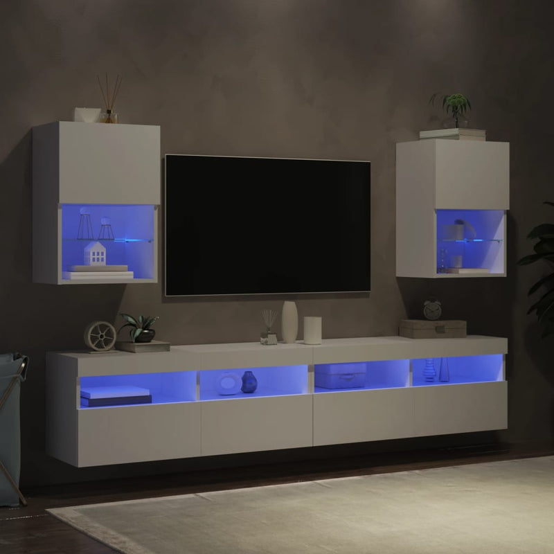 TV Cabinets with LED Lights 2 pcs White 40.5x30x60 cm