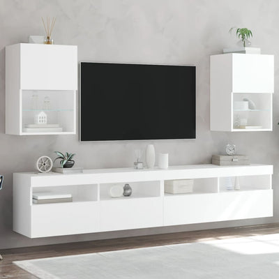 TV Cabinets with LED Lights 2 pcs White 40.5x30x60 cm