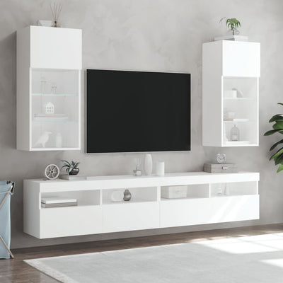 TV Cabinets with LED Lights 2 pcs White 40.5x30x90 cm