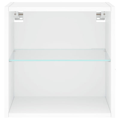 Bedside Cabinets with LED Lights Wall-mounted 2 pcs White