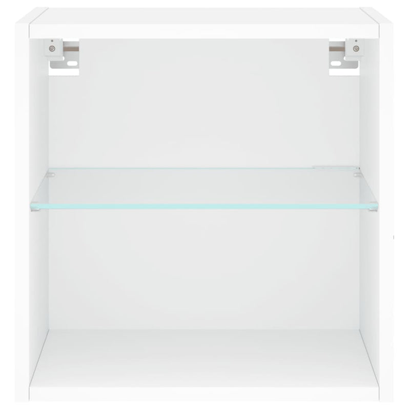 Bedside Cabinets with LED Lights Wall-mounted 2 pcs White
