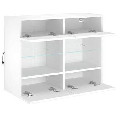 TV Wall Cabinet with LED Lights White 78.5x30x60.5 cm