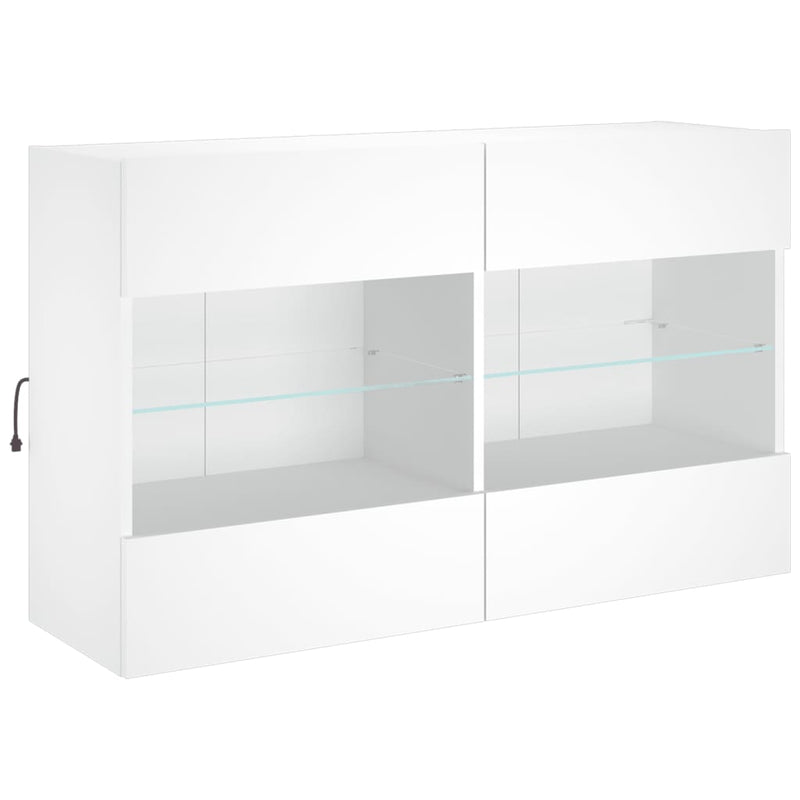 TV Wall Cabinet with LED Lights White 98.5x30x60.5 cm