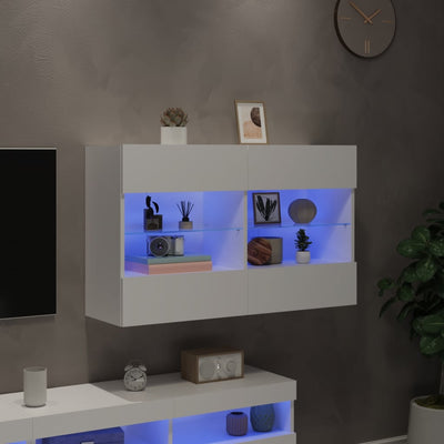 TV Wall Cabinet with LED Lights White 98.5x30x60.5 cm