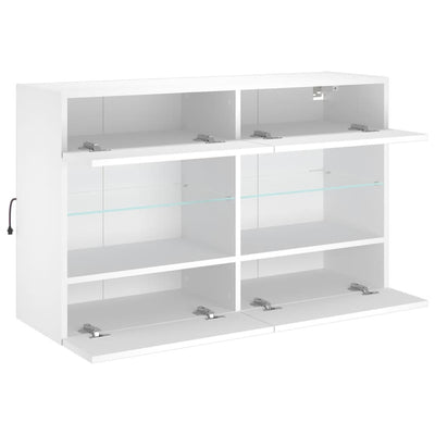 TV Wall Cabinet with LED Lights White 98.5x30x60.5 cm