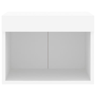 Bedside Cabinets with LED Lights Wall-mounted 2 pcs White