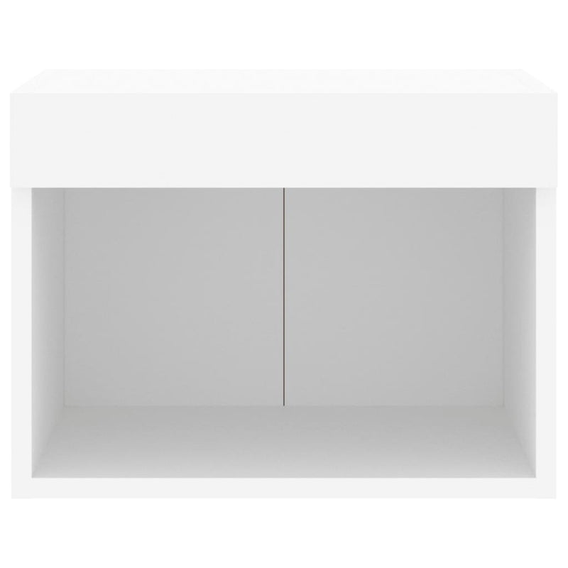 Bedside Cabinets with LED Lights Wall-mounted 2 pcs White