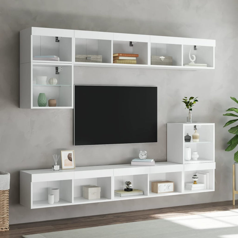 TV Cabinets with LED Lights 2 pcs White 80x30x30 cm