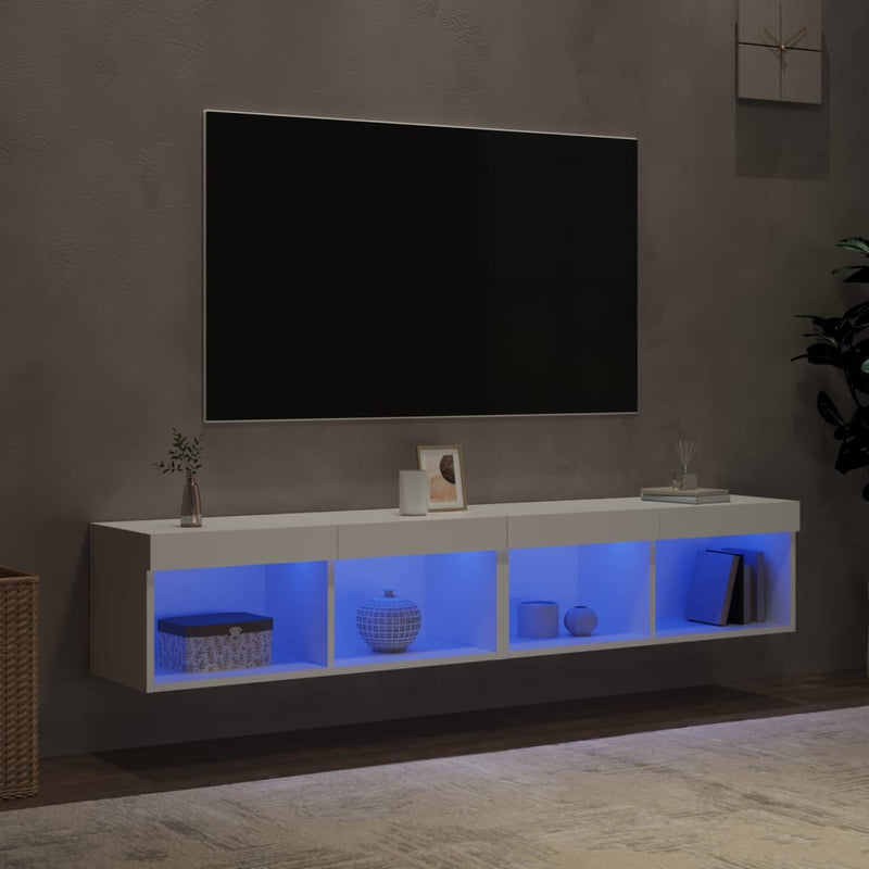 TV Cabinets with LED Lights 2 pcs White 80x30x30 cm