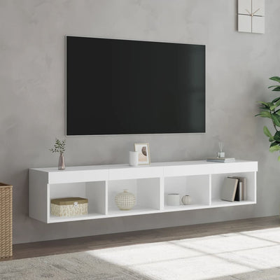 TV Cabinets with LED Lights 2 pcs White 80x30x30 cm