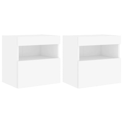 TV Wall Cabinets with LED Lights 2 pcs White 40x30x40 cm