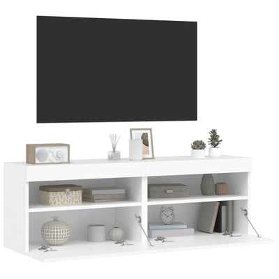 TV Wall Cabinets with LED Lights 2 pcs White 60x30x40 cm