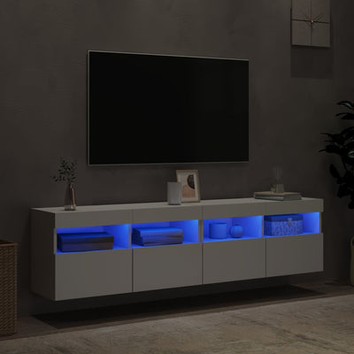 TV Wall Cabinets with LED Lights 2 pcs White 80x30x40 cm