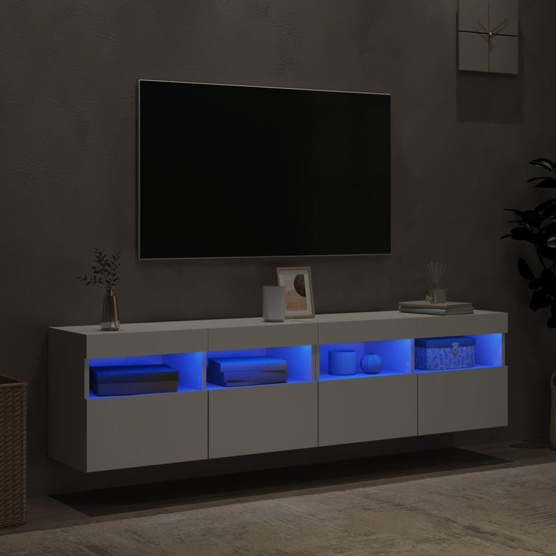 TV Wall Cabinets with LED Lights 2 pcs White 80x30x40 cm