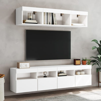 TV Wall Cabinets with LED Lights 2 pcs White 80x30x40 cm