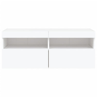 TV Wall Cabinet with LED Lights White 100x30x40 cm