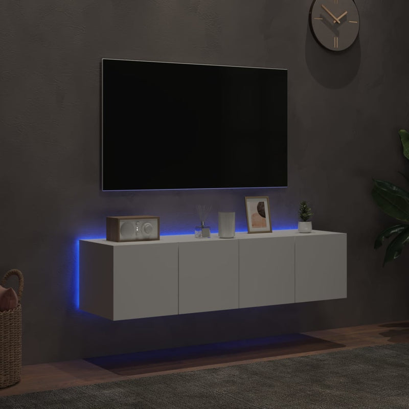 TV Wall Cabinets with LED Lights 2 pcs White 60x35x31 cm