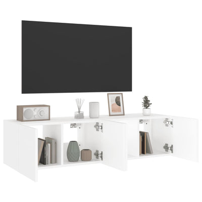 TV Wall Cabinets with LED Lights 2 pcs White 60x35x31 cm