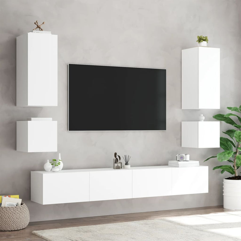 TV Wall Cabinet with LED Lights White 100x35x31 cm