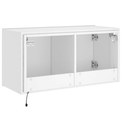 TV Wall Cabinet with LED Lights White 80x35x41 cm