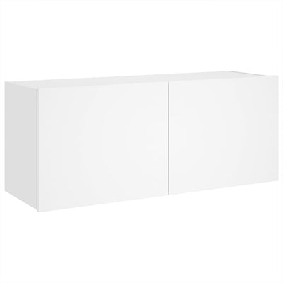 TV Wall Cabinet with LED Lights White 100x35x41 cm