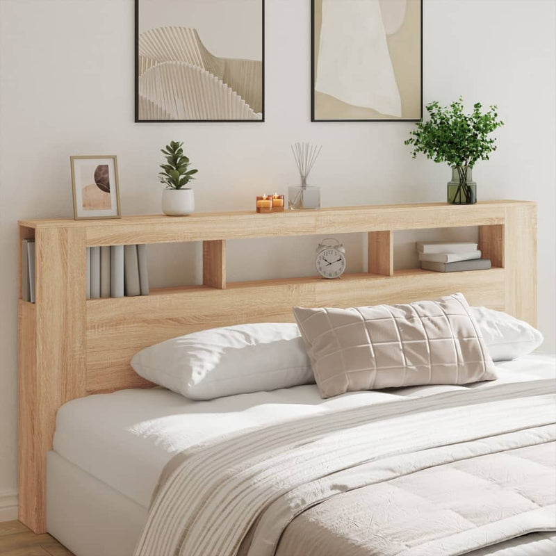 LED Headboard Sonoma Oak 220 cm Engineered Wood