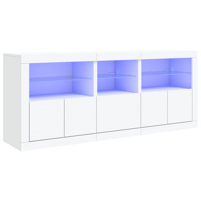 Sideboard with LED Lights White 162x37x67 cm