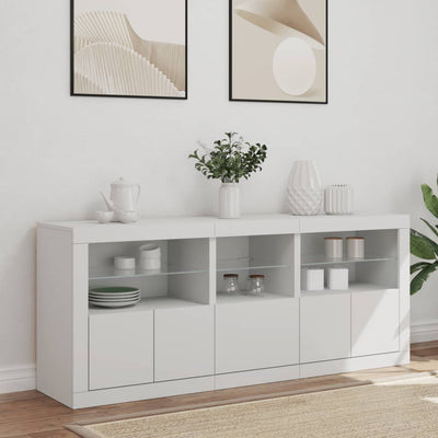 Sideboard with LED Lights White 162x37x67 cm