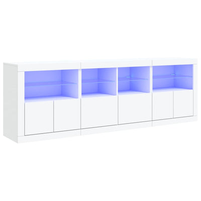 Sideboard with LED Lights White 202x37x67 cm