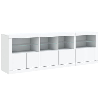 Sideboard with LED Lights White 202x37x67 cm