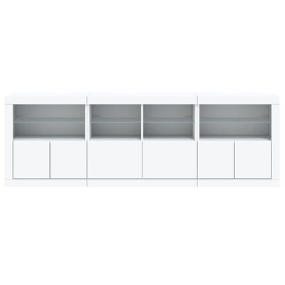 Sideboard with LED Lights White 202x37x67 cm