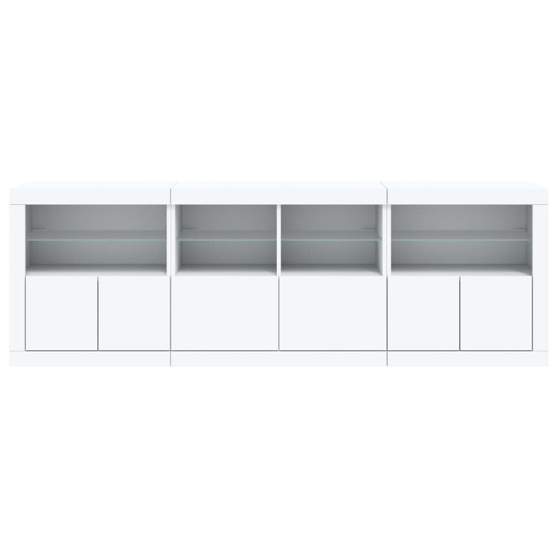 Sideboard with LED Lights White 202x37x67 cm