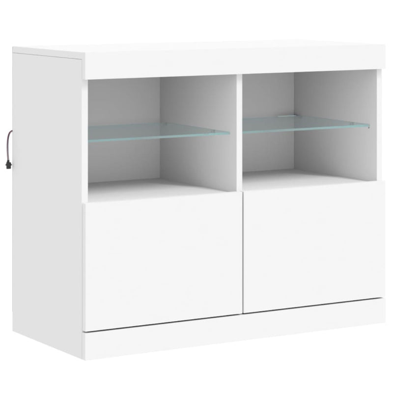 Sideboard with LED Lights White 202x37x67 cm