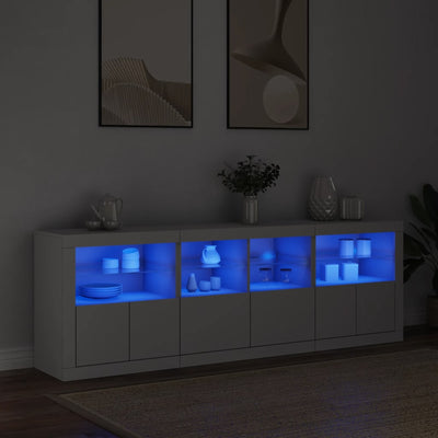 Sideboard with LED Lights White 202x37x67 cm