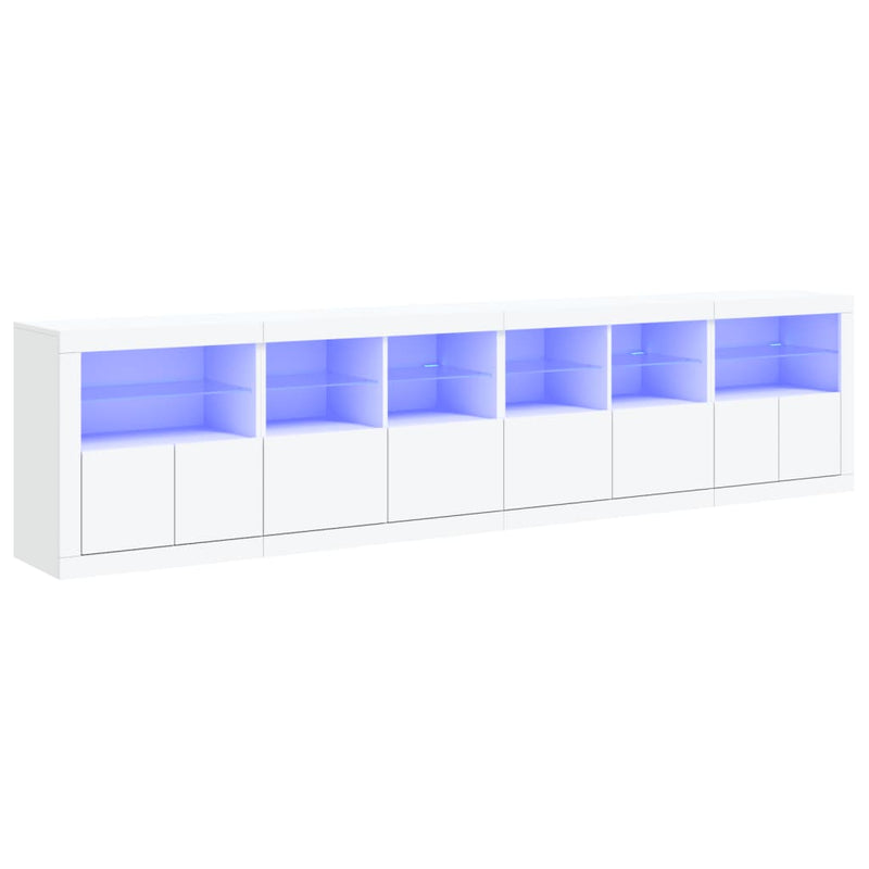 Sideboard with LED Lights White 283x37x67 cm