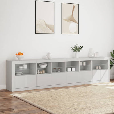 Sideboard with LED Lights White 283x37x67 cm