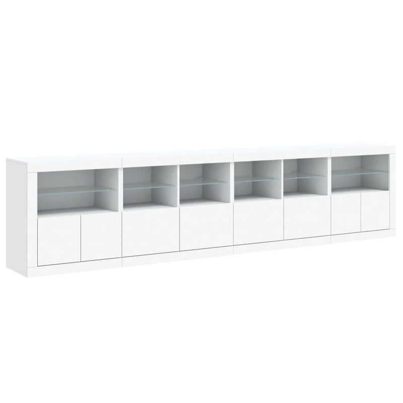 Sideboard with LED Lights White 283x37x67 cm