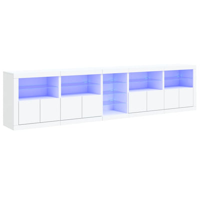 Sideboard with LED Lights White 283x37x67 cm